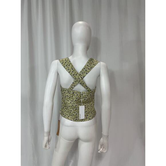 Reformation Floral Tie-Front Blouse in Green and Purple - Picture 3 of 5